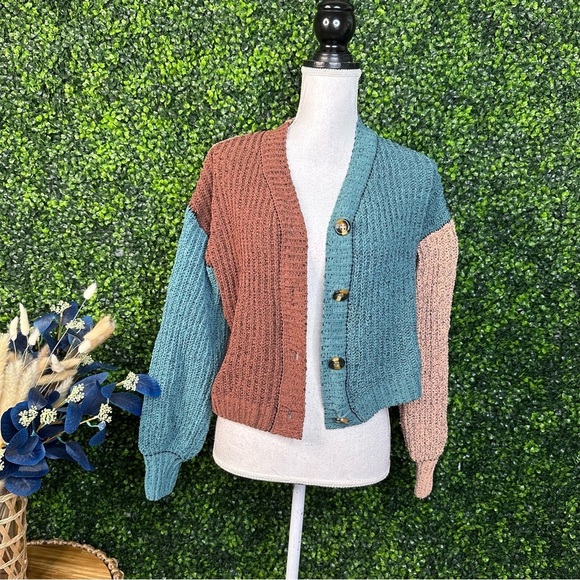 Chunky color block button cardigan nwt - Picture 1 of 4